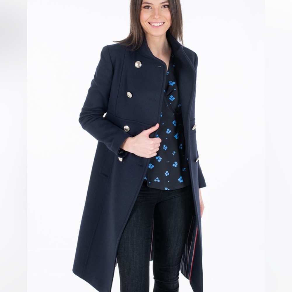 Tommy Hilfiger XXS or XSP Wool blend Pea Funnel Trench Coat